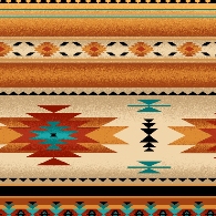 Fabric Navajo Native American Stripe Design on Black Cotton by the 1/4 yard 